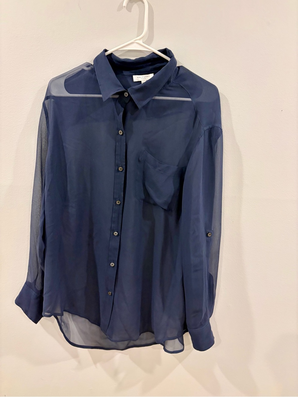 Sheer Navy Button-Up Shirt - Equipment szL